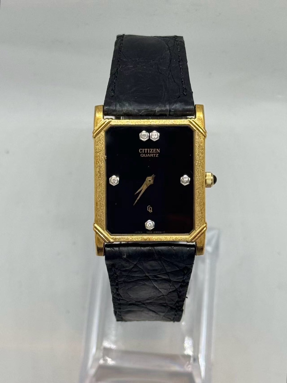 Vintage Citizen Men’s Quartz Gold Tone Black Dial Watch 23mm New Battery Runs